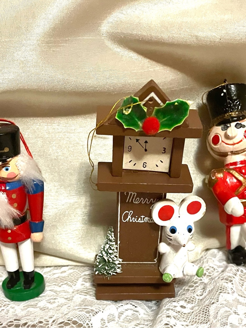 Vintage Christmas Soldier Ornament Lot Goebel 1981 Porcelain Wooden Nutcracker